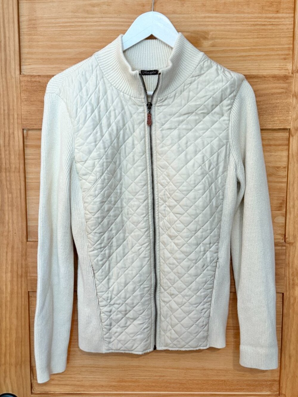 J McLaughlin Andi Cotton Silk Quilted Stretch Full Zip Sweater Jacket size M